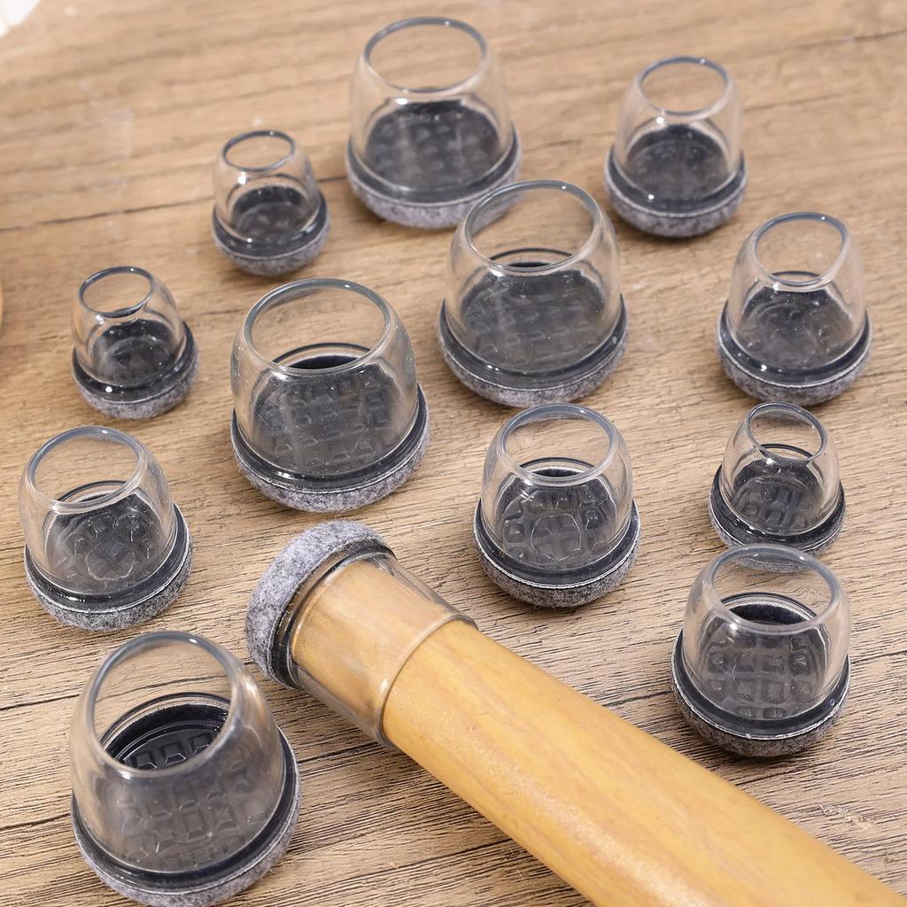 Furniture Table Leg Covers Protectors Chair Leg Caps with Felt Pads Reduce Noise Silicone Round Non Slip Scratch Floor Sliders
