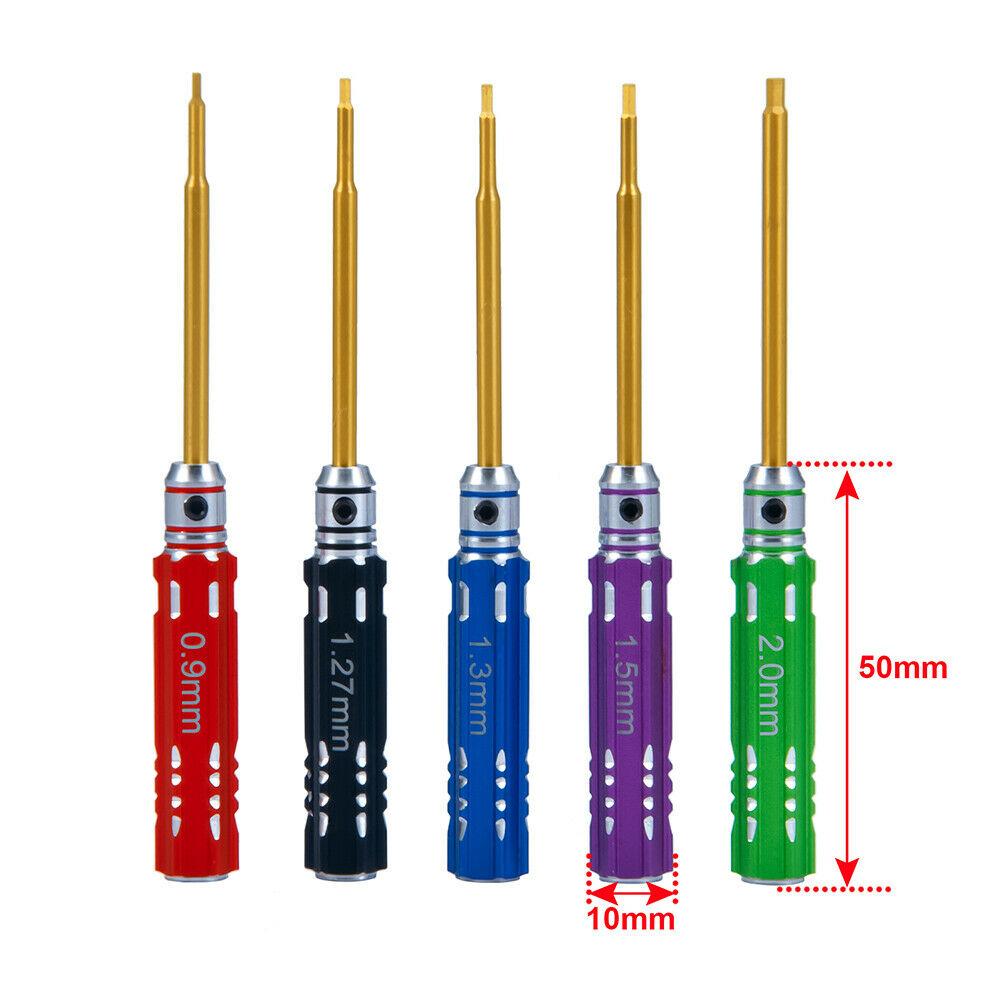5pcs Mini 0.9/1.27/1.3/1.5/2.0mm Hex Screw Driver Set Screwdriver For Axial SCX24 1/24 RC Crawler Truck Boat/ Drone/Helicoptor