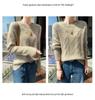 Women's Soft Cashmere Sweater, Round Neck, Diamond Jacquard, Thick Knit, Loose Fit, Base Layer