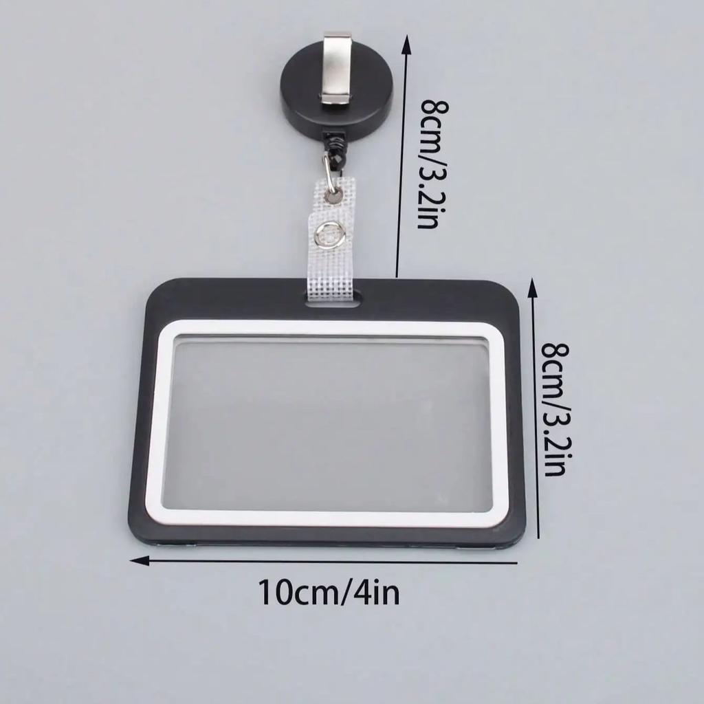 Retractable ID Card Holder Lanyard, Transparent Plastic Badge Reel Clip for Office Work ID Badges, Keychain, School Card