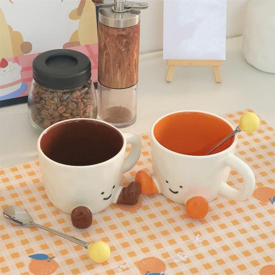 300ml Ceramic Mug Cartoon Feet Design Hot Cold Drinks Mug Suitable Capacity Happy Face Ceramic Tea Mug Drinkware