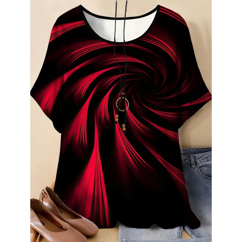 Plus Size--Women's Round Neck Short Sleeve T-Shirt