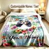 Floral Garden Theme Soft Blanket Personalized Custom Name Text Print Warm Blanket Home Sofa Bedroom Decor