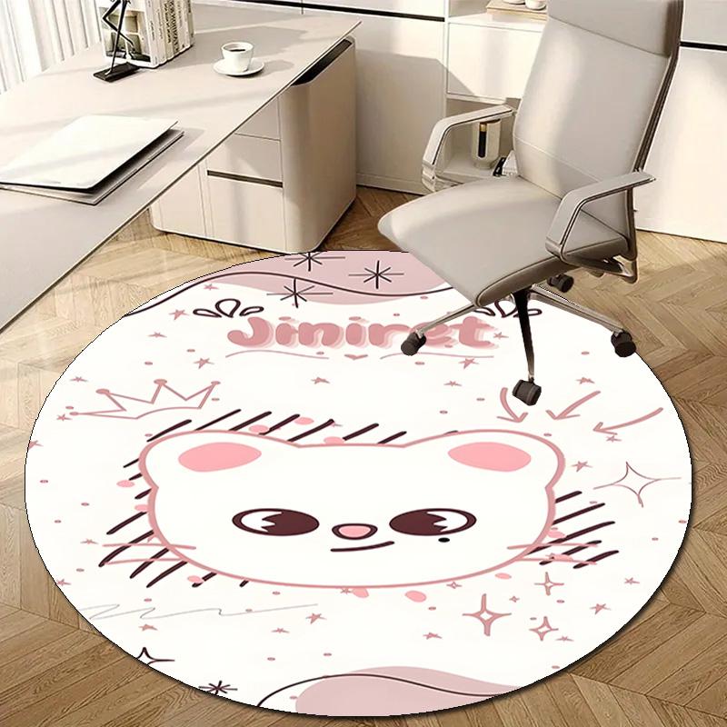 1pc Kpop Team8 Design Printed Area Round Carpet for Bedroom Living Room Home Decor Rugs Mat Non Slip Mat Rug for Bedside