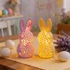 5pcs Easter Bunny Night Light Portable 3D Printed LED Cute Rabbit Lamp Hollow Out Bunny Figurine Happy Easter Decoration Gifts