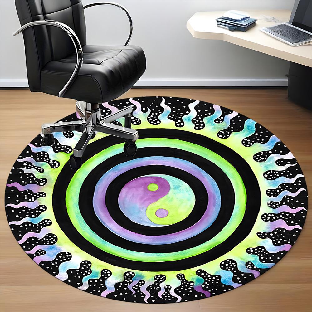 1pc Yin Yang Mandala Carpet for Office Non-Slip, Round Carpet, Soft & Comfortable, Carpet for Office, Lightweight Round Floor Mat yy251226078