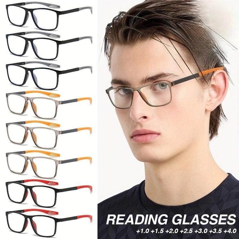 8pcs Men's and women's reading glasses - anti slip high-definition lenses stylish square frame very suitable for daily use