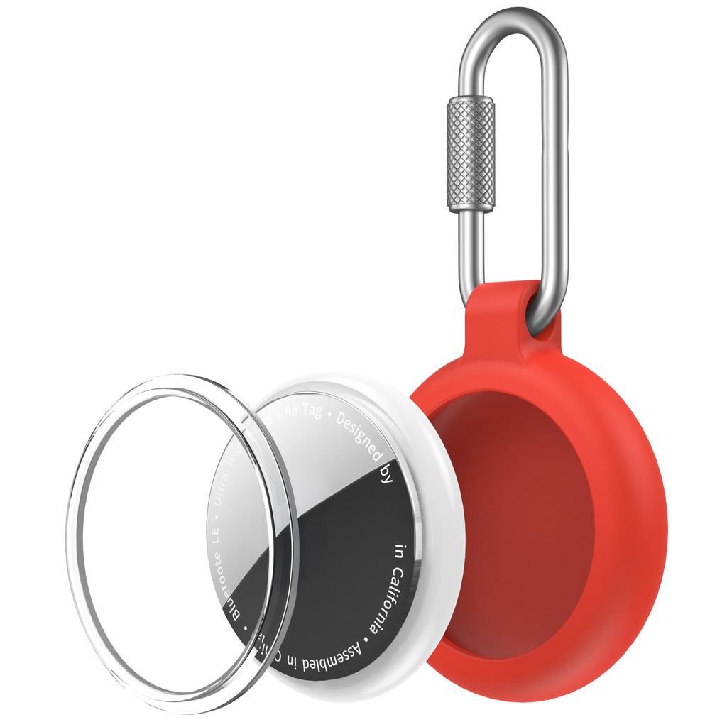 CT32 For Apple AirTag Waterproof TPU Case Carbon Fiber Texture Protective Cover with Stainless Steel Buckle