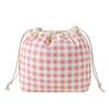 Plaid Pattern Drawstring Cosmetic Organizer Large Capacity Drawstring Storage Pouch  Travel Storage