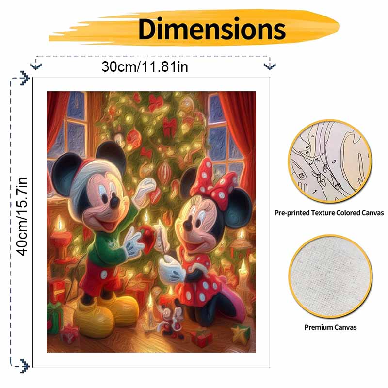 Disney Mickey Minnie Christmas oil painting art painting kit handmade diy gift home decoration wall decor holiday festive art supplies
