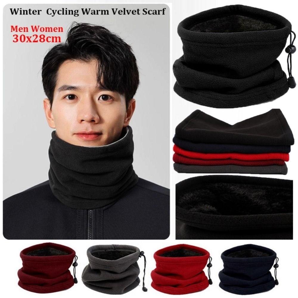 Masque Facial de Camping Couleur Unie Chaud Velours Cordon de Serrage Écharpe Cyclisme Écharpe Polaire Polaire Unisexe