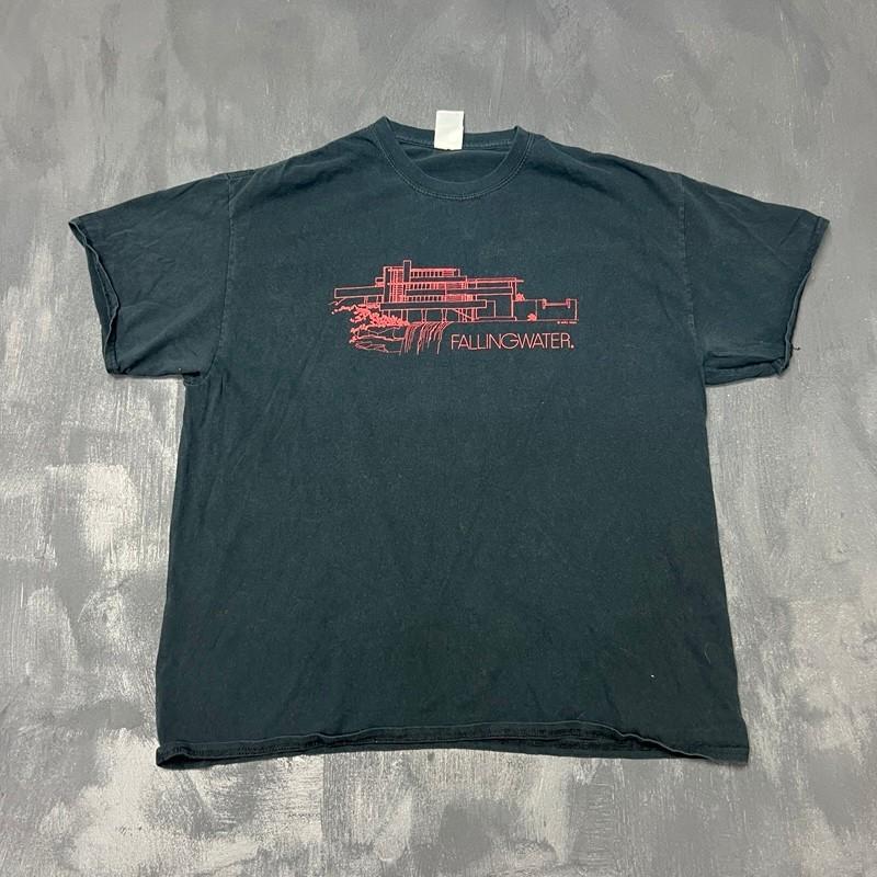 Vintage Fallingwater Shirt Mens XL Black 2000s Y2K Frank Lloyd Wright Unisex T-Shirt XXXL