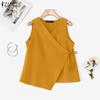 ZANZEA Women Casual V-Neck Sleeveless Lace Up Tank Tops