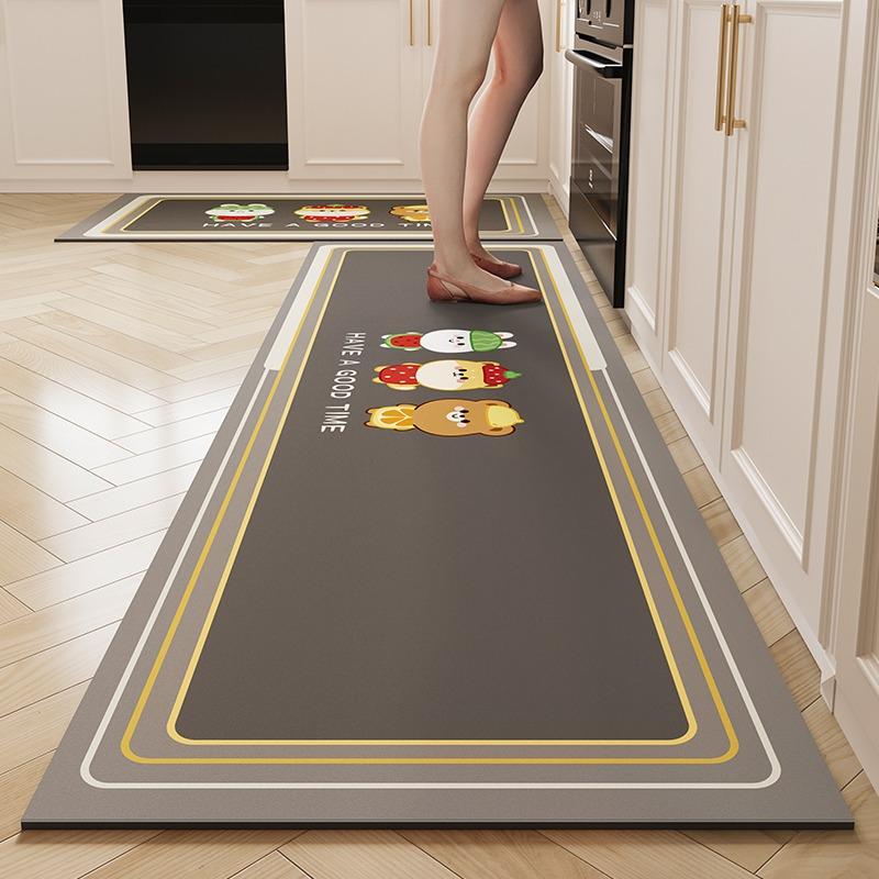 Kitchen Floor Mat Pvc Leather Non-Slip Foot Mats Waterproof Oil-Proof Home Decoration Flower Rug Tappeto Cucina Pvc