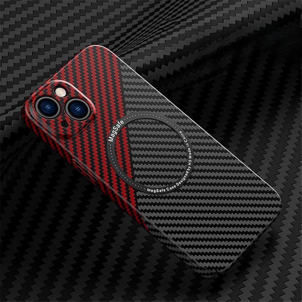 Apple 16 Magnetic Suction Mobile Phone Case Carbon Fiber Pattern IPhone 15 Matte Suitable for 14ProMax Anti-fall PC Protection Case