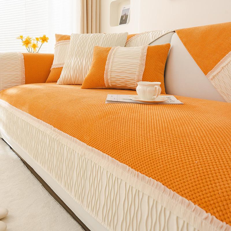 New French Cream Style Sofa Cushion Four Seasons Universal New Non-Slip Leather Sofa Cushion Sets Cover Cloth