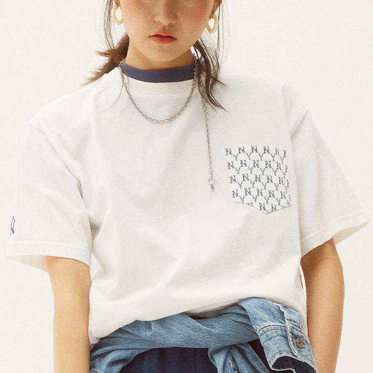 New MLB Old Flower T Shirts Unisex White 31TSM3131-50W