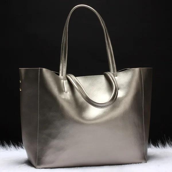 Women Bag  Genuine Leather Shoulder Bags Fashion Solid Soft Casual Tote Purses And Handbags High-capacity Euro-America Style