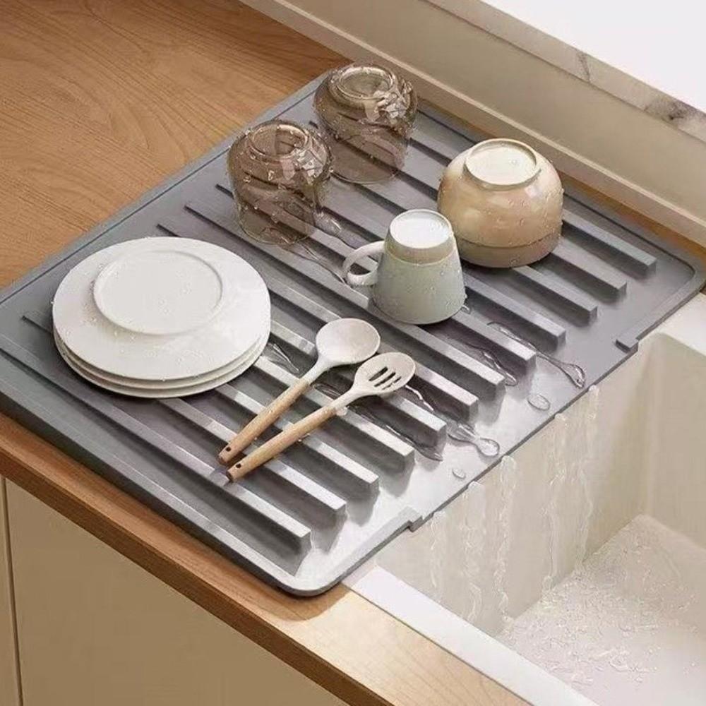 Flexible Thick Silicone Sink Drying Mat Heat-Resistant Kitchen Sink Mat  Bowl Plate Draining