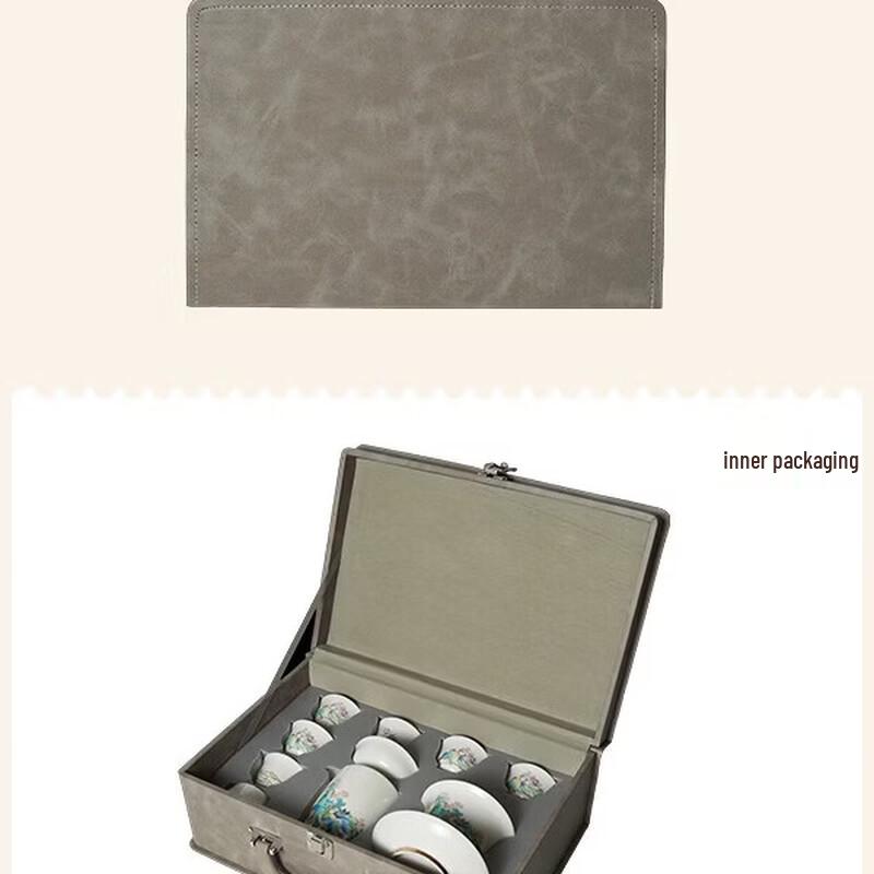 Gold Inlaid Jade Porcelain Landscape Tea Set