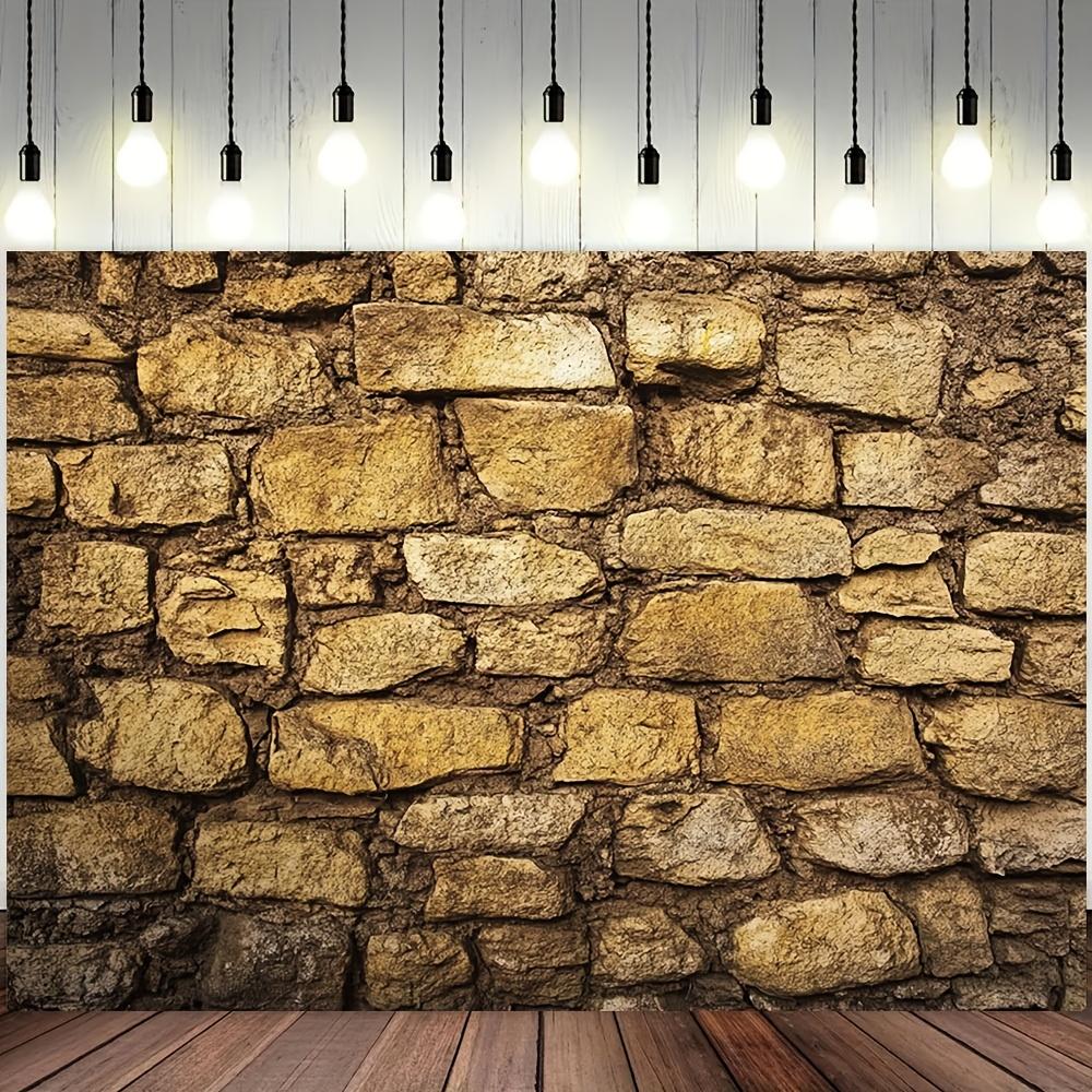 1 Piece Large Ancient Jerusalem Stone Wall Background - Realistic Textured Stone Wall Design Polyester Suitable for Living Room