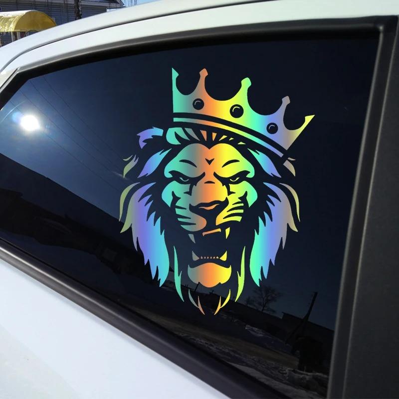 LYKX Die-Cut Lion with Crown Car Sticker Waterproof Auto Decors On Bumper Rear Window Vinyl Decal