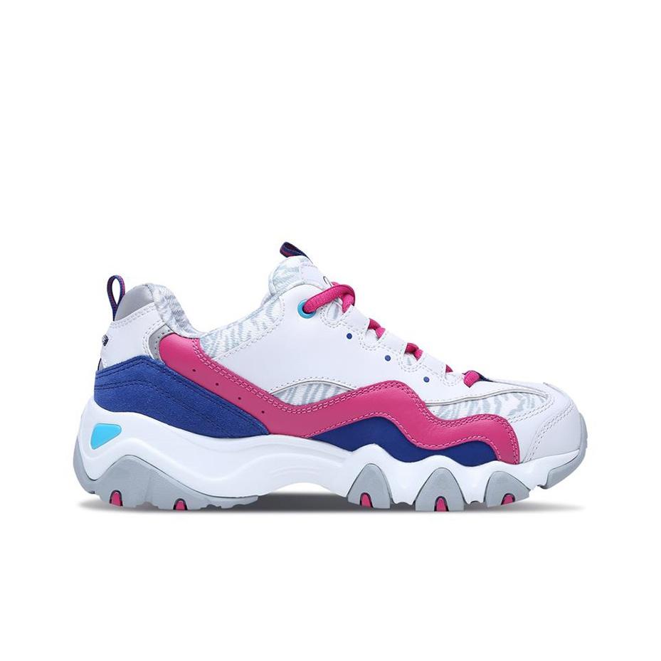 Skechers DLites 2.0 Scarpe Casual Basse in Tessuto e Pelle Sintetica Donna Sneaker Bianco Rosso 99999672-WFUS