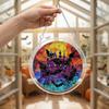 yangyizhi Halloween Scary Bat Pumpkin Acrylic Jigsaw Puzzle Suncatcher, Stained Glass Style Window Hanging Decor for Home, Garden, Gift Family Friends