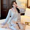 New Pajamas Women's Long-sleeved Spring and Autumn High-end Jacquard National Style Sweet Can Be Worn Outside Loungewear Suit