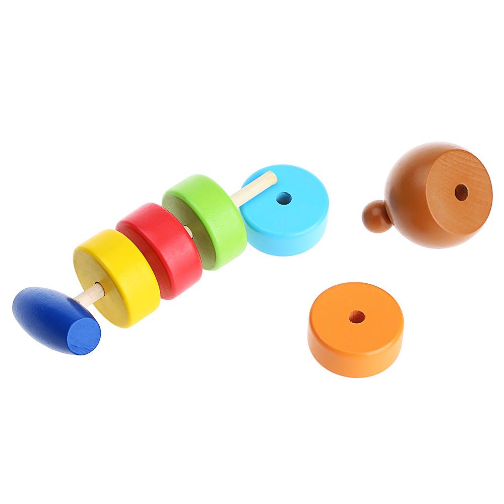 Animal Bear Knock Rainbow Towel Educational Wooden Toys For Children Baby Kids