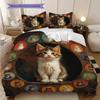 Tabby Cat Pattern Bedding Quilt Set Quilt Cover Pillowcase Home Decoration Birthday Gift (1 * duvet cover + 2 * pillowcase, without core)