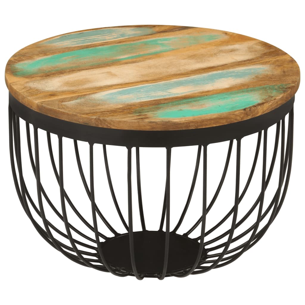 Coffee Table Ø50x35 Cm Solid Reclaimed Wood and Steel
