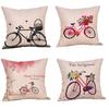 Bicycle Pattern Digital Print Pillowcase Linen Throw Cushion Cover