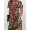 Women's Elegant Butterfly Print Short-Sleeved Round Neck Dress
