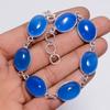 Blue Chalcedony Sterling Silver Bracelet handmade Silver Bracelet Natural Blue Chalcedony Oval Shape Ethnic Style 7-8" WSJ-4639
