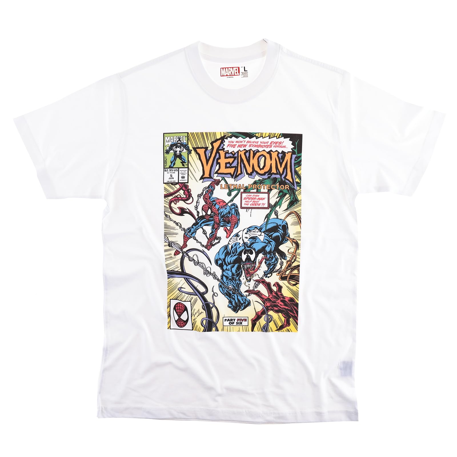 

EVERSOUL Marvel VENOM Avengers Short Sleeve T-Shirt, American Comic Book Merchandise, Birthday Gift, Unisex, White, XL Size [Parallel Import]