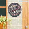 Retro Baseball Tin Sign - Vintage Wrigley Field 8 Inch Round Wall Decor, Flat Metal Art for Sports Memorabilia