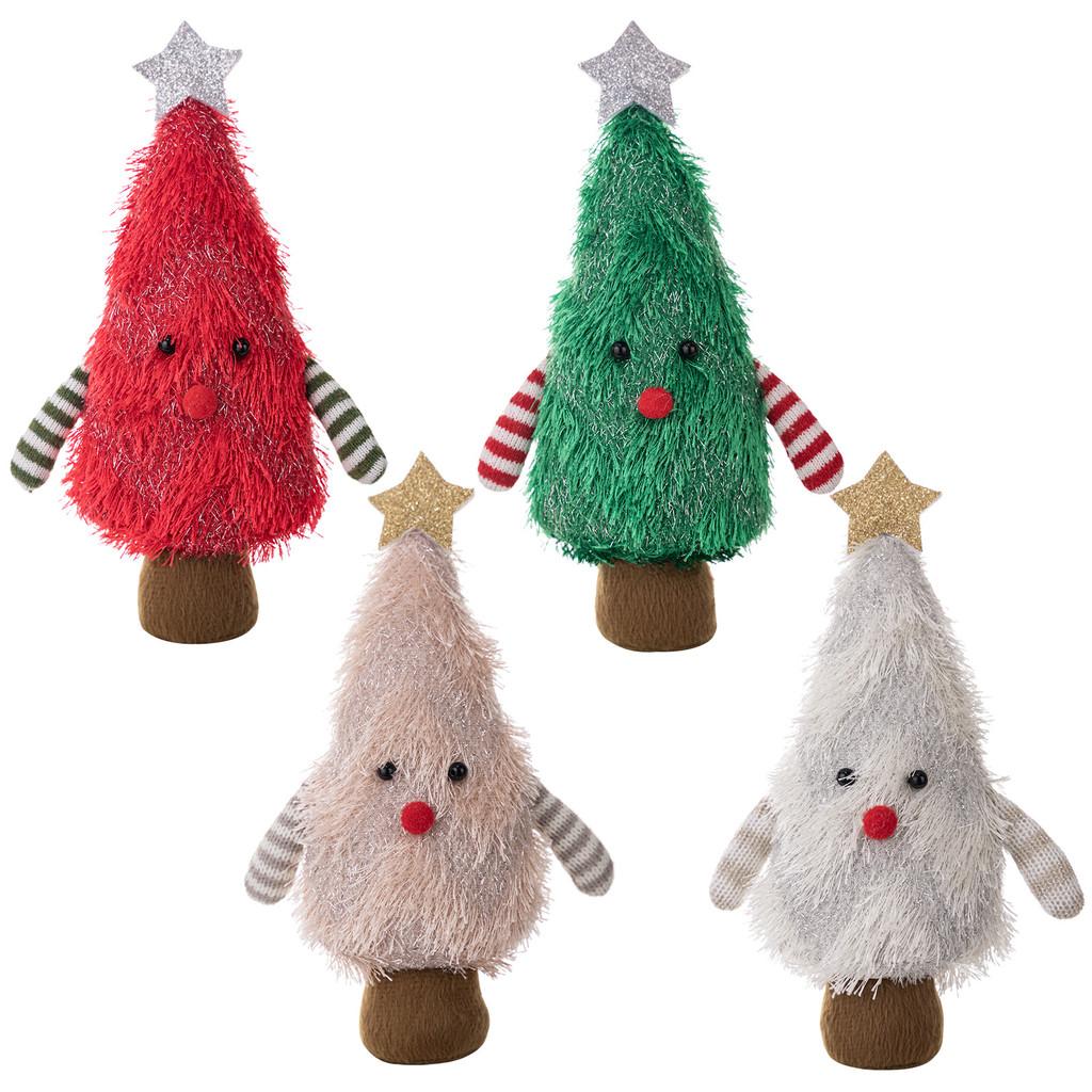 Tree Christmas Shape Ornament With Fabric Construction For Holiday Decor Party
