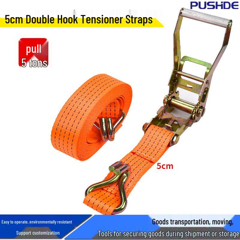 5cm 5-Ton Double Hook Ratchet Tie-Down Strap for Truck Cargo Securing