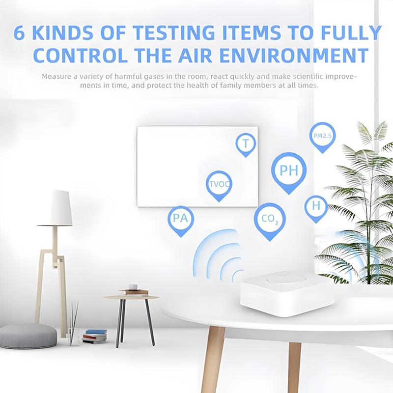 Tuya WiFi ZigBee Air Quality Detector PM2.5 Formaldehyde VOC CO2 Temperature Humidity 6in1 Smart Air Box Sensor Via Alexa Google