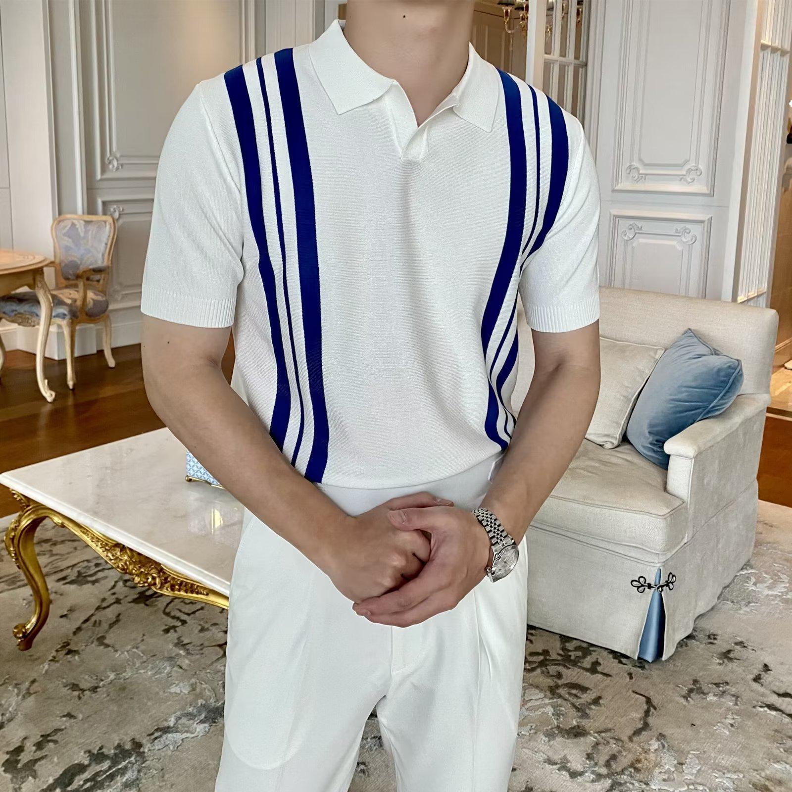 

2023 Мужская Модная Японская Молодежная Футболка ПОЛО - Простая, Однотонная, с Коротким Рукавом на Лето M белый