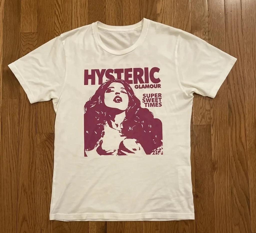 2026 Hysteric Glamour 90s Retro Style Charcoal Reprint T Shirt for Men Women Y2k Graphic Short Sleeve Shirt Unisex Men Women Summer