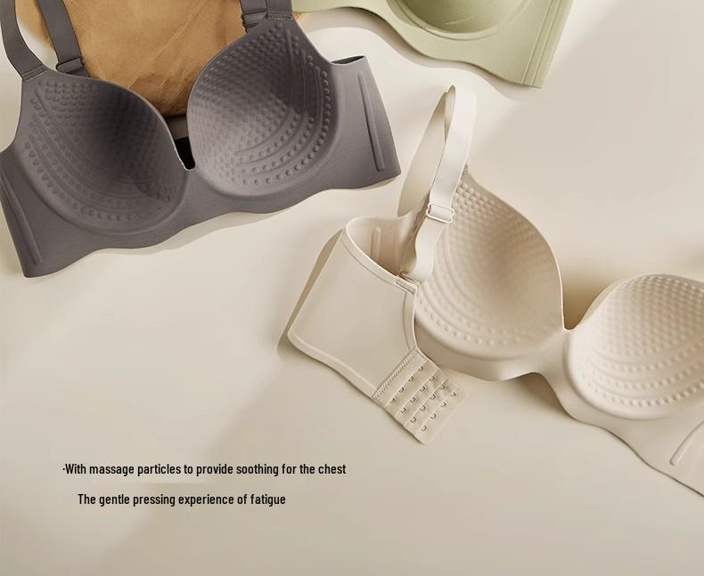 Bezszwowy biustonosz damski: Minimalizuje biust, Wspiera boczki, Bez fiszbin, Bez prześwitów, Podnoszący, Lekki dla większych biustów.