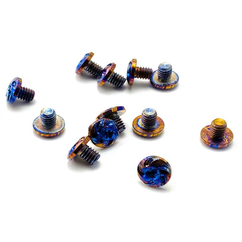 2pcs Timascus CNC Custom Damascus Titanium Knife DIY Making Accessories M4 Screws T10 Torx Half Round Head Button Spindle Nail Rivet