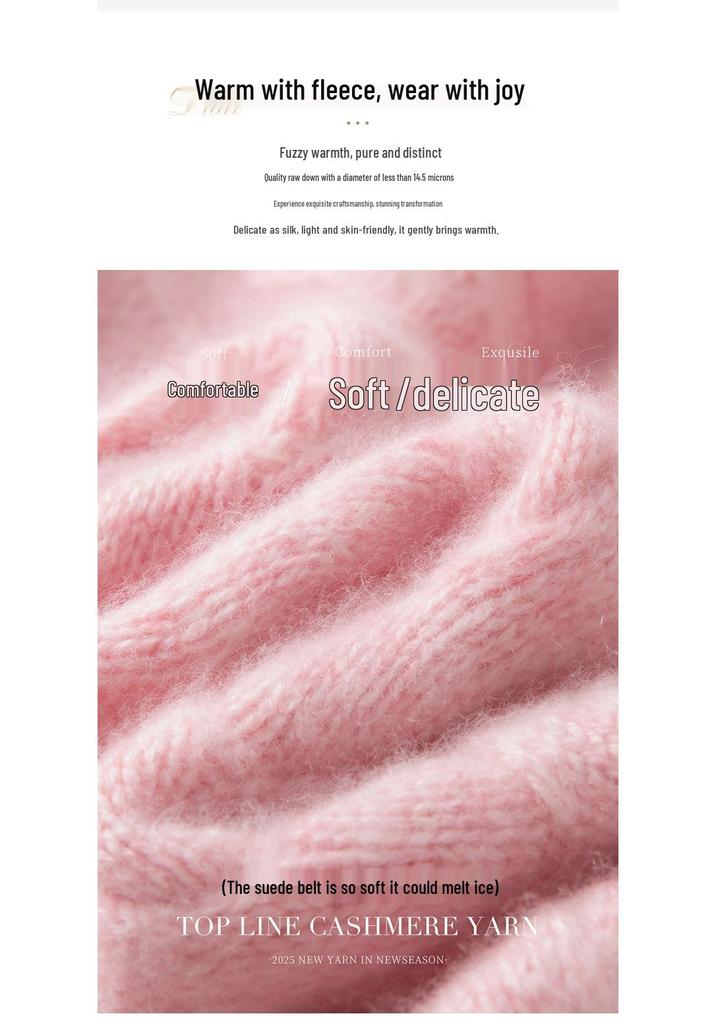Women's Autumn Winter Cashmere Cable Knit Half Turtleneck Sweater - Solid Color, Slimming, Long Sleeve, Soft