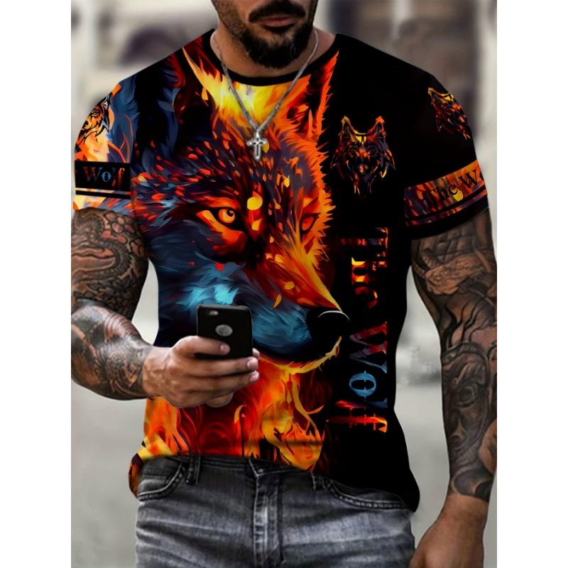 

Футболка мужская с короткими рукавами и принтом волка, мужская модная, уличная, повседневная, летняя, с короткими рукавами 6XL