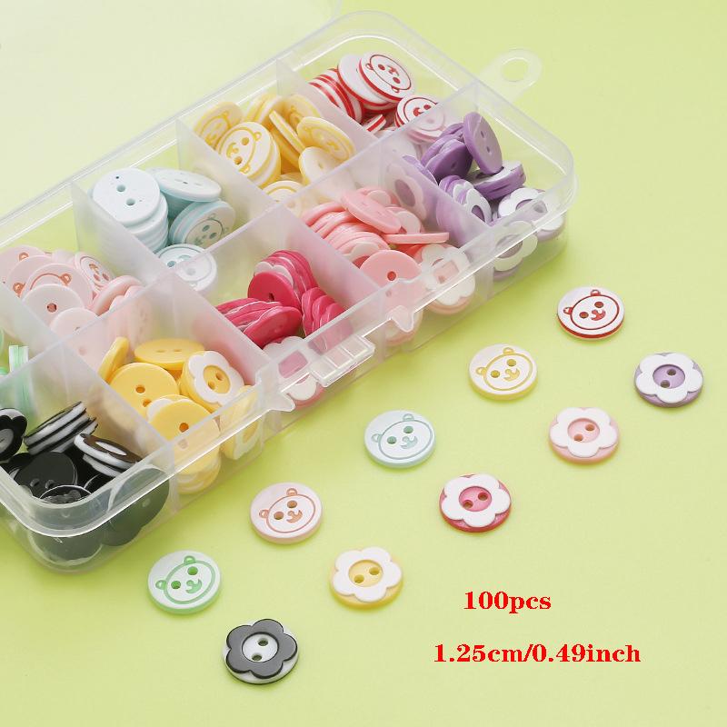 100pcs Boxed Colorful Resin Button Shirt Button Two Eyes and Four Eyes DIY Handmade Material