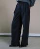 AHWE Belted Striped Double-Pleat Wide Slacks_Navy