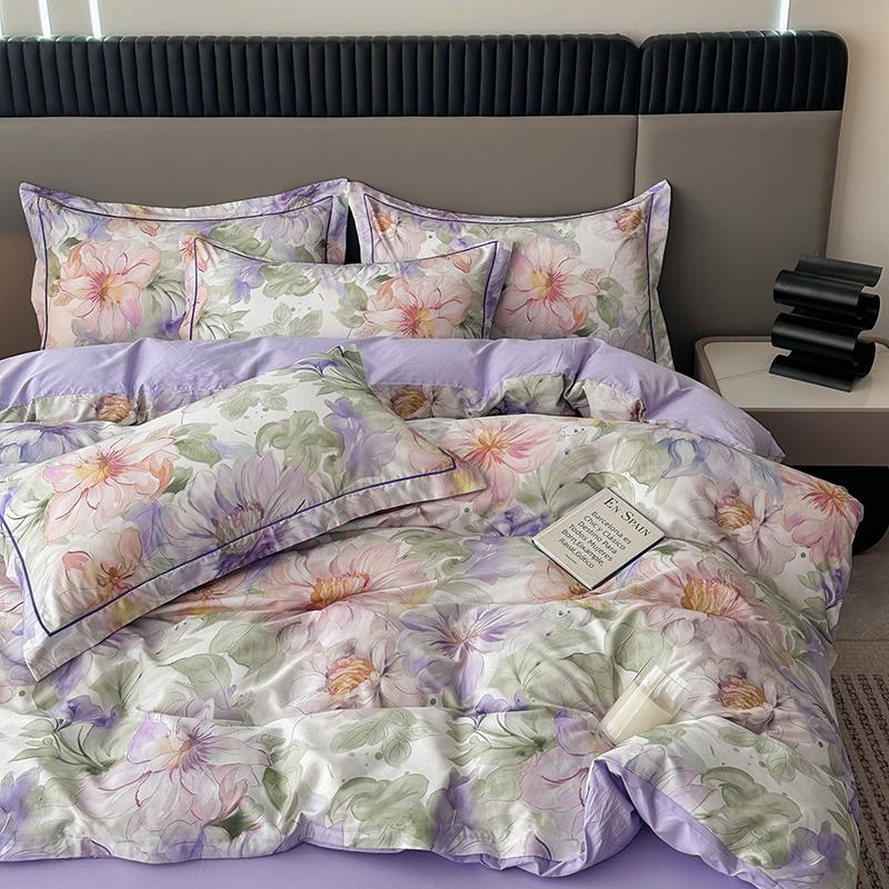 Colorful Flowers Duvet Cover Set Garden Style Quilt Cover 100% Cotton High Quality Queen King Size Bedding Set for Girls Woman