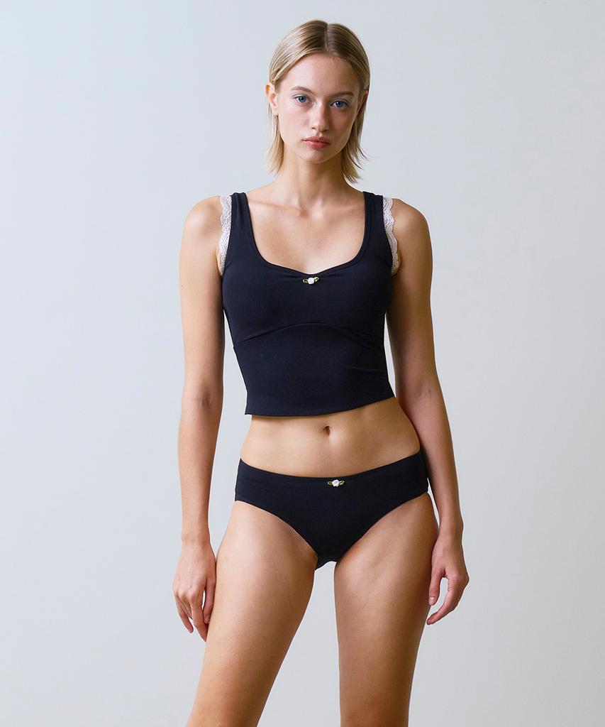 VINAJ Tiny Rose Low Bikini Panties (Black)